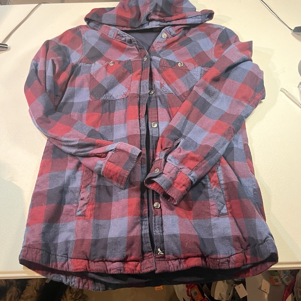 Eddie Bauer Women's Flannel Hoodie Size M Cotton EUC